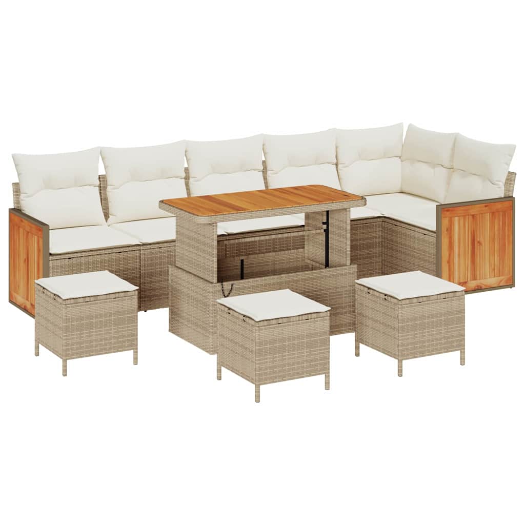 Garten-Sofa-Set 10 pcs Beige und Creme 110 x 55 x 71 cm